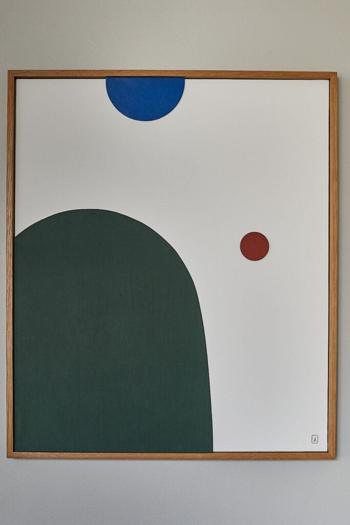 Damien Béal Forme libre creation tableau cuir et bois