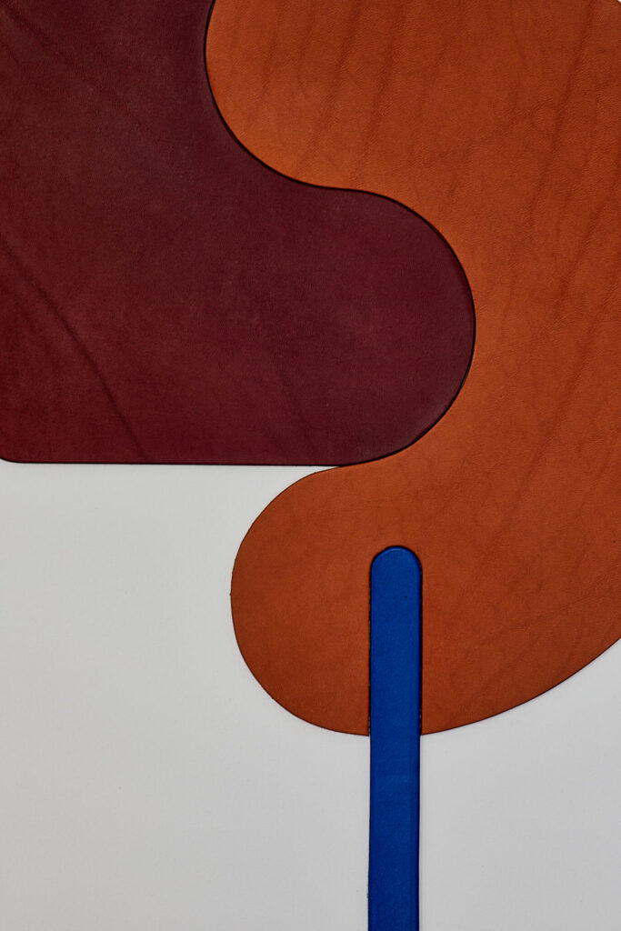 Damien Béal Forme libre creation tableau cuir et bois